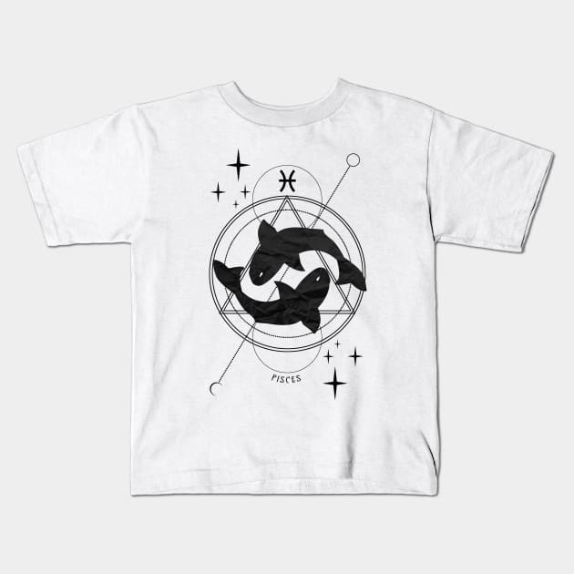 Zodiac, Pisces, Astrology, Star sign, Stars Kids T-Shirt by Strohalm